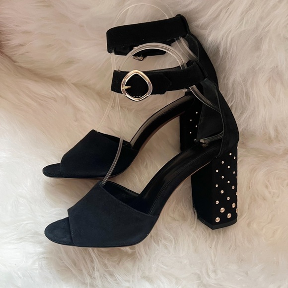 New! MAJE Paris Studded Block Heel Suede Sandals - Picture 7 of 12